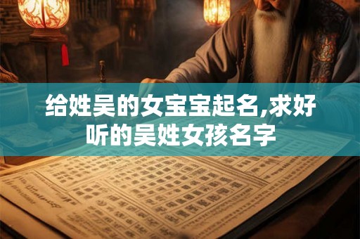 给姓吴的女宝宝起名,求好听的吴姓女孩名字