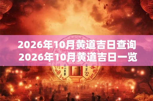 2026年10月黄道吉日查询 2026年10月黄道吉日一览表