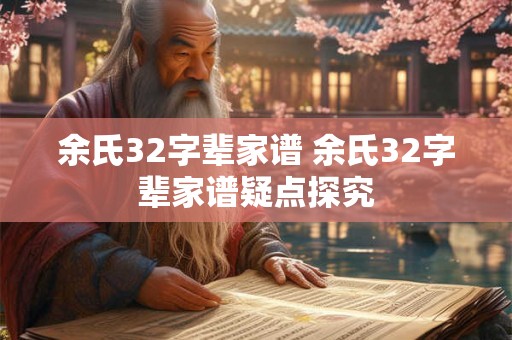 余氏32字辈家谱 余氏32字辈家谱疑点探究