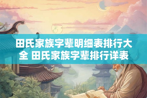 田氏家族字辈明细表排行大全 田氏家族字辈排行详表是什么 田氏家族字辈明细表排行大全 田氏家族字辈排行详表是什么
