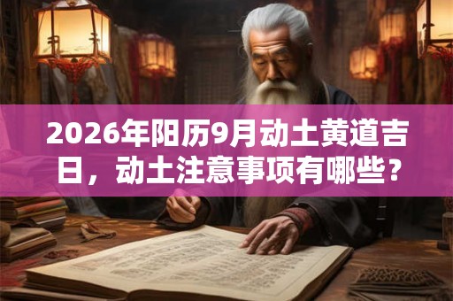 2026年阳历9月动土黄道吉日，动土注意事项有哪些？