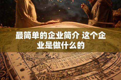 最简单的企业简介 这个企业是做什么的