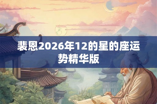 裴恩2026年12的星的座运势精华版