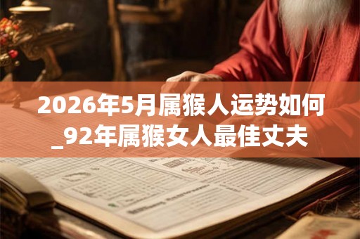 2026年5月属猴人运势如何_92年属猴女人最佳丈夫 2026年5月属猴人运势如何_92年属猴女人最佳丈夫
