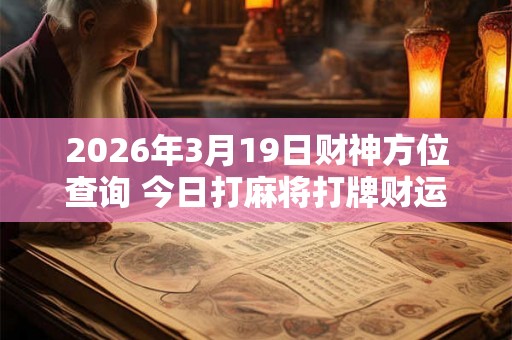 2026年3月19日财神方位查询 今日打麻将打牌财运方位