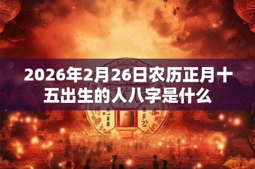 2026年2月26日农历正月十五出生的人八字是什么