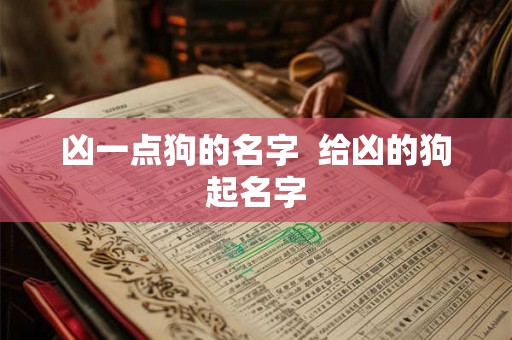 凶一点狗的名字  给凶的狗起名字