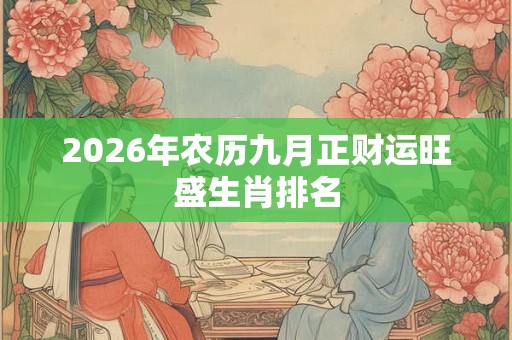 2026年农历九月正财运旺盛生肖排名