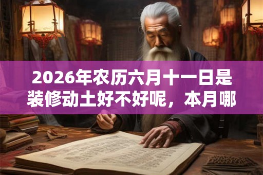 2026年农历六月十一日是装修动土好不好呢，本月哪些日子适合呢？