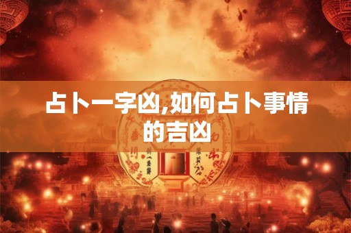 占卜一字凶,如何占卜事情的吉凶