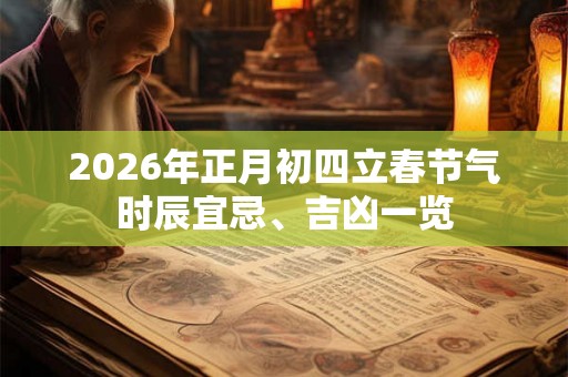 2026年正月初四立春节气时辰宜忌、吉凶一览 2026年正月初四立春节气时辰宜忌、吉凶一览