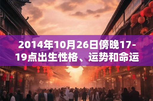 2014年10月26日傍晚17-19点出生性格、运势和命运