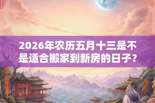 2026年农历五月十三是不是适合搬家到新房的日子？