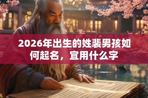 2026年出生的姓裴男孩如何起名，宜用什么字
