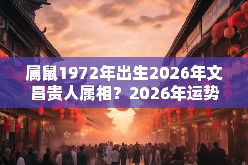 属鼠1972年出生2026年文昌贵人属相？2026年运势好不好？