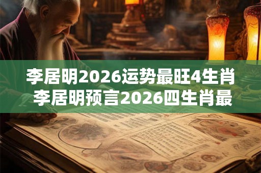 李居明2026运势最旺4生肖 李居明预言2026四生肖最旺