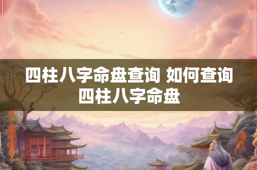 四柱八字命盘查询 如何查询四柱八字命盘