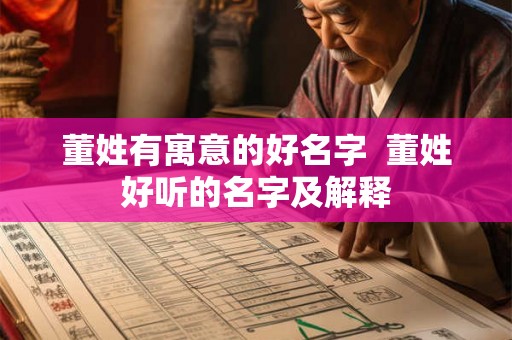 董姓有寓意的好名字  董姓好听的名字及解释