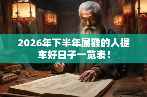 2026年下半年属猴的人提车好日子一览表! 2026年下半年属猴的人提车好日子一览表!