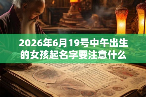 2026年6月19号中午出生的女孩起名字要注意什么