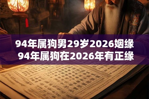 94年属狗男29岁2026姻缘 94年属狗在2026年有正缘吗 94年属狗男29岁2026姻缘 94年属狗在2026年有正缘吗