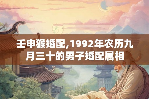 壬申猴婚配,1992年农历九月三十的男子婚配属相