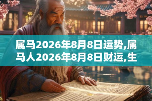 属马2026年8月8日运势,属马人2026年8月8日财运,生肖马2026年8月8日运势