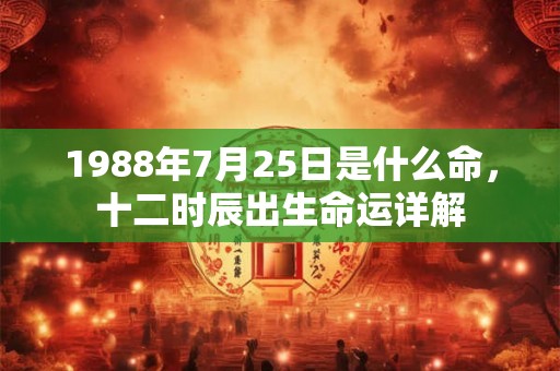 1988年7月25日是什么命，十二时辰出生命运详解