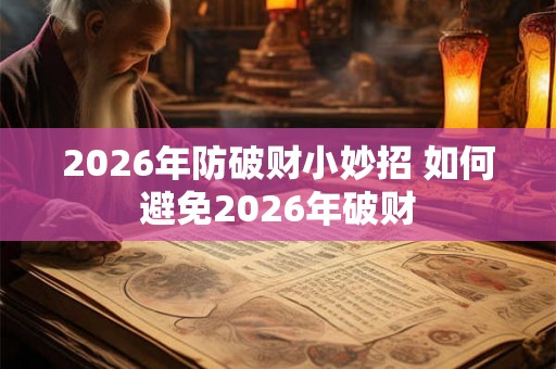 2026年防破财小妙招 如何避免2026年破财