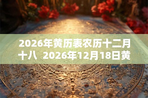 2026年黄历表农历十二月十八  2026年12月18日黄历