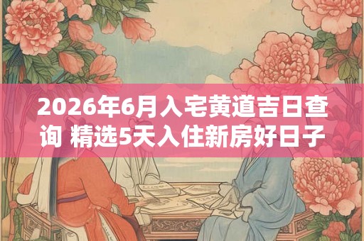 2026年6月入宅黄道吉日查询 精选5天入住新房好日子