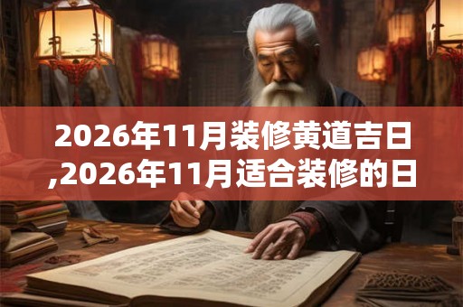 2026年11月装修黄道吉日,2026年11月适合装修的日子