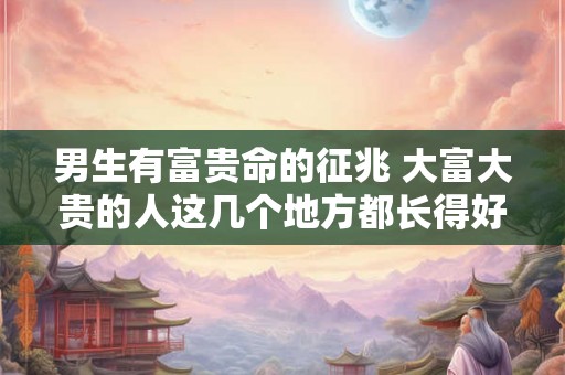 男生有富贵命的征兆 大富大贵的人这几个地方都长得好
