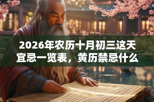 2026年农历十月初三这天宜忌一览表，黄历禁忌什么？