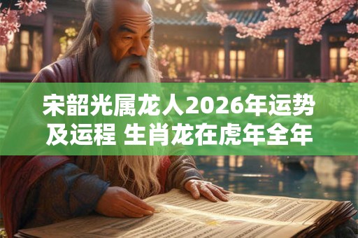 宋韶光属龙人2026年运势及运程 生肖龙在虎年全年每月运势如何 宋韶光属龙人2026年运势及运程 生肖龙在虎年全年每月运势如何