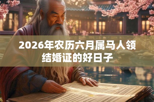 2026年农历六月属马人领结婚证的好日子