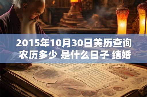 2015年10月30日黄历查询 农历多少 是什么日子 结婚吉时
