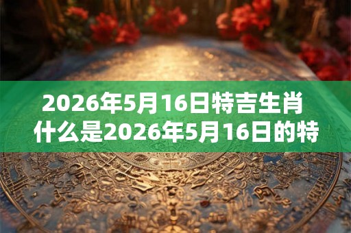 2026年5月16日特吉生肖 什么是2026年5月16日的特吉生肖