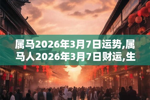 属马2026年3月7日运势,属马人2026年3月7日财运,生肖马2026年3月7日运势