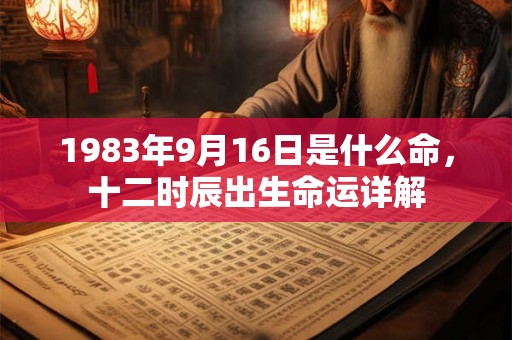 1983年9月16日是什么命，十二时辰出生命运详解