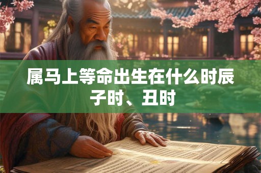 属马上等命出生在什么时辰 子时、丑时