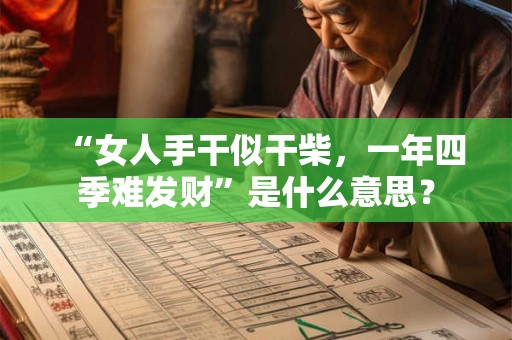 “女人手干似干柴，一年四季难发财”是什么意思？