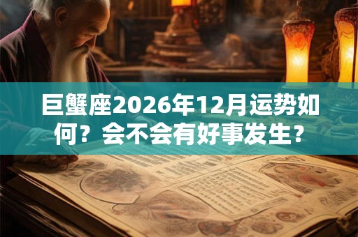 巨蟹座2026年12月运势如何？会不会有好事发生？