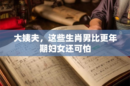 大姨夫，这些生肖男比更年期妇女还可怕