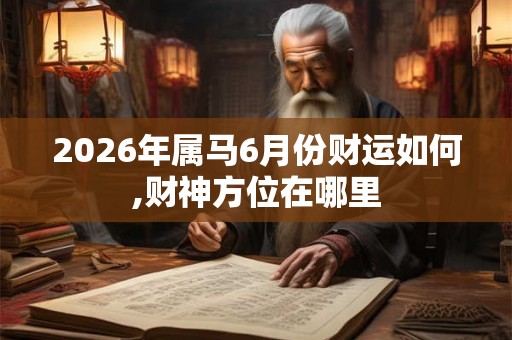 2026年属马6月份财运如何,财神方位在哪里 2026年属马6月份财运如何,财神方位在哪里