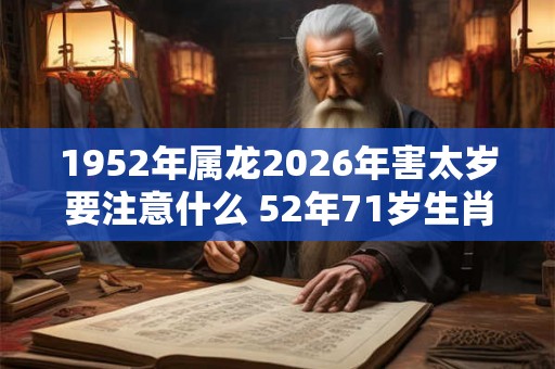 1952年属龙2026年害太岁要注意什么 52年71岁生肖龙逢马年运势如何