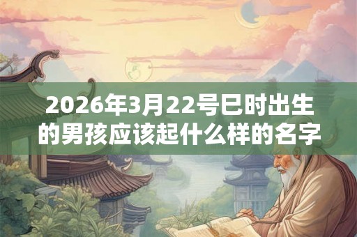 2026年3月22号巳时出生的男孩应该起什么样的名字