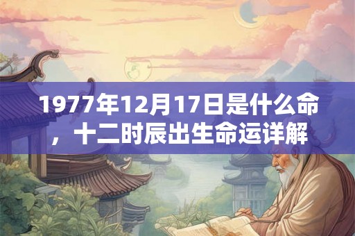 1977年12月17日是什么命，十二时辰出生命运详解