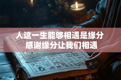 人这一生能够相遇是缘分  感谢缘分让我们相遇
