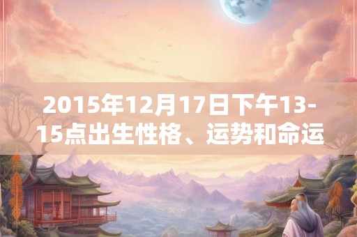 2015年12月17日下午13-15点出生性格、运势和命运